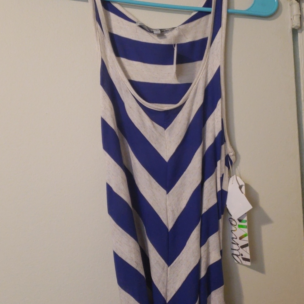 Blue stripped Maxi Dress w/ belt